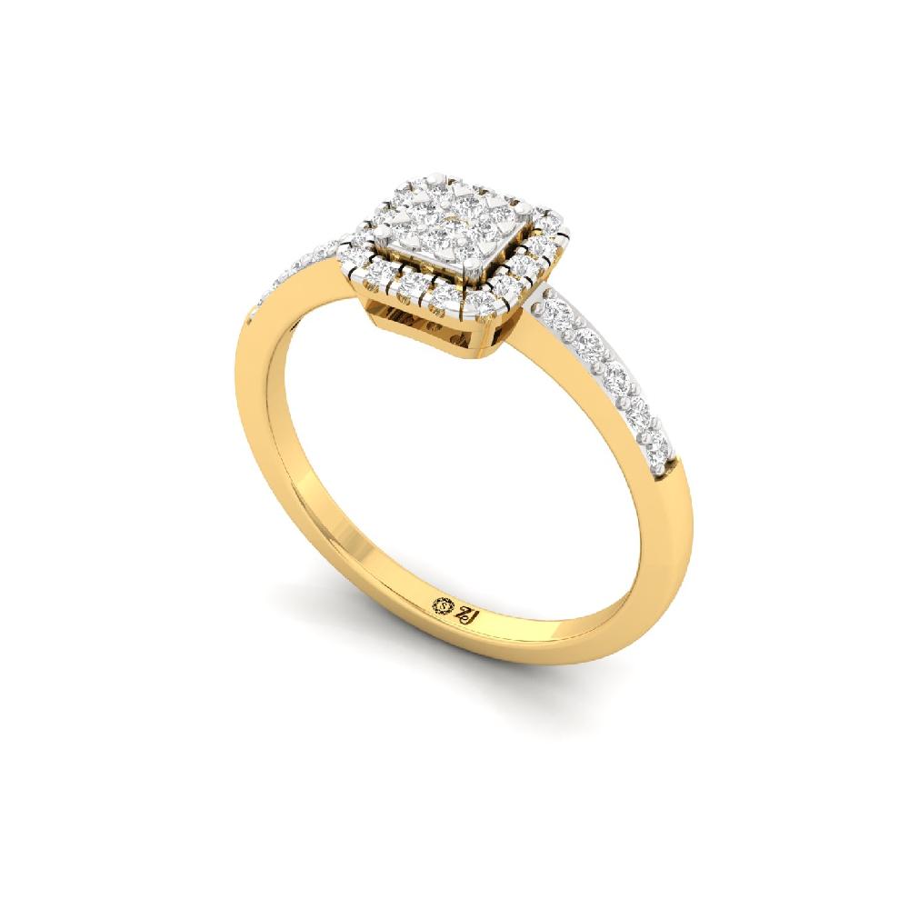 Petite Cluster round Cut Cvd lab grown Diamond Halo Ring 