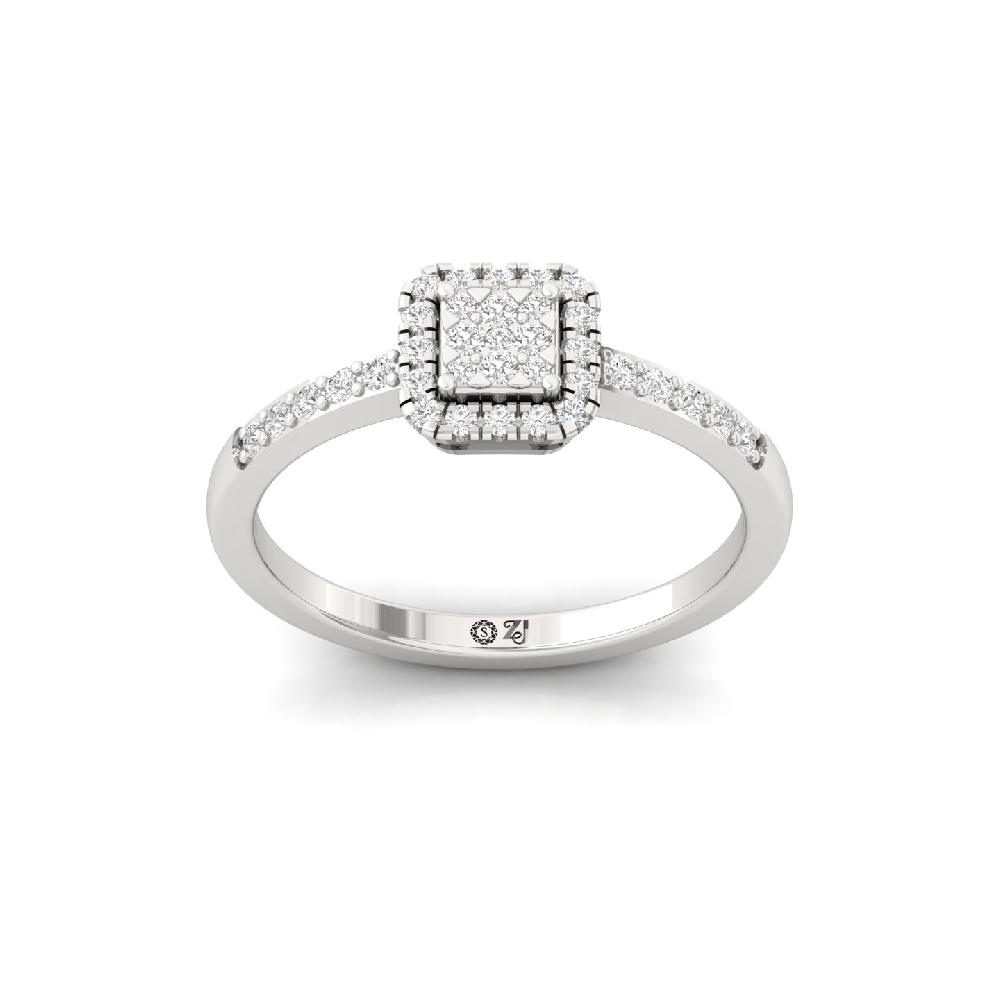 Petite Cluster round Cut Cvd lab grown Diamond Halo Ring 