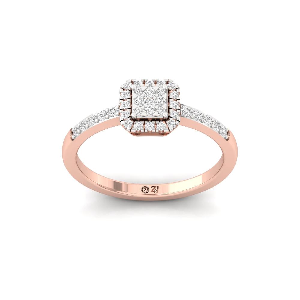 Petite Cluster round Cut Cvd lab grown Diamond Halo Ring 