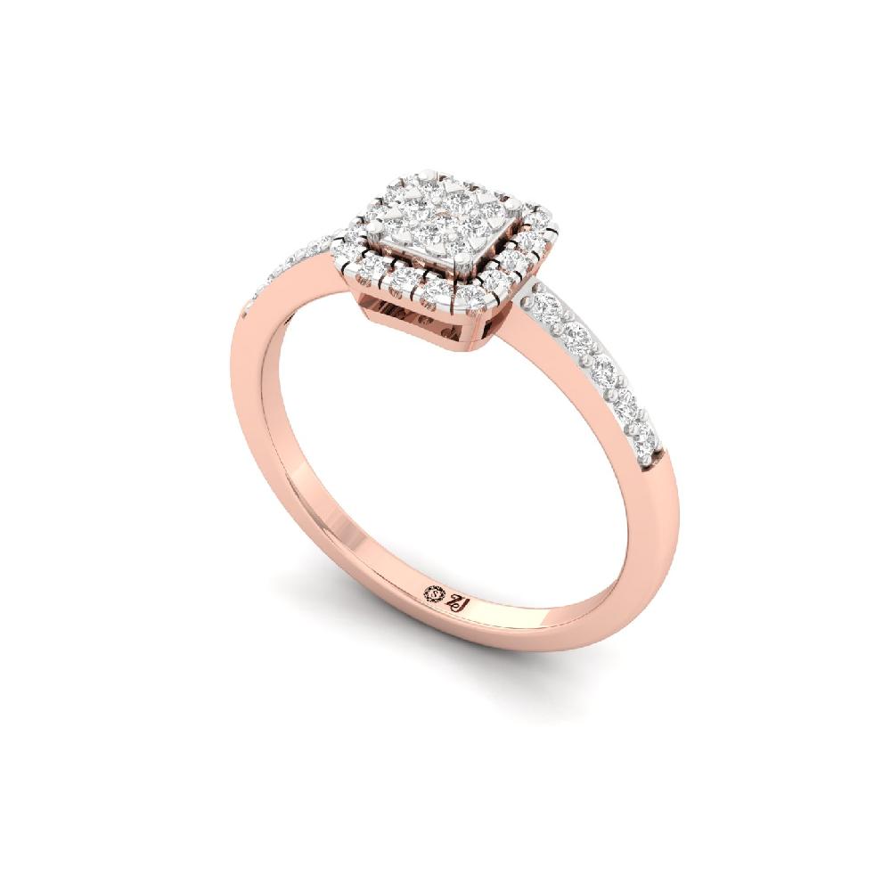 Petite Cluster round Cut Cvd lab grown Diamond Halo Ring 