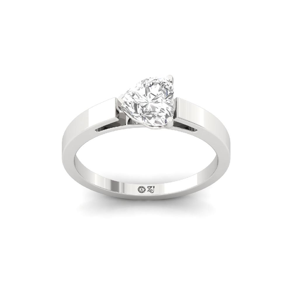 1.09Ct Heart Cut Solitaire CVD lab grown Diamond Ring
