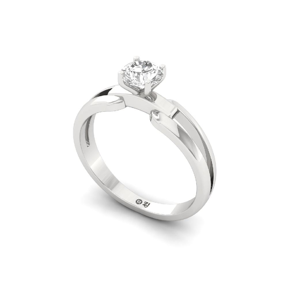 0.47ct round Cut Solitaire CVD lab grown Diamond Ring Split Band