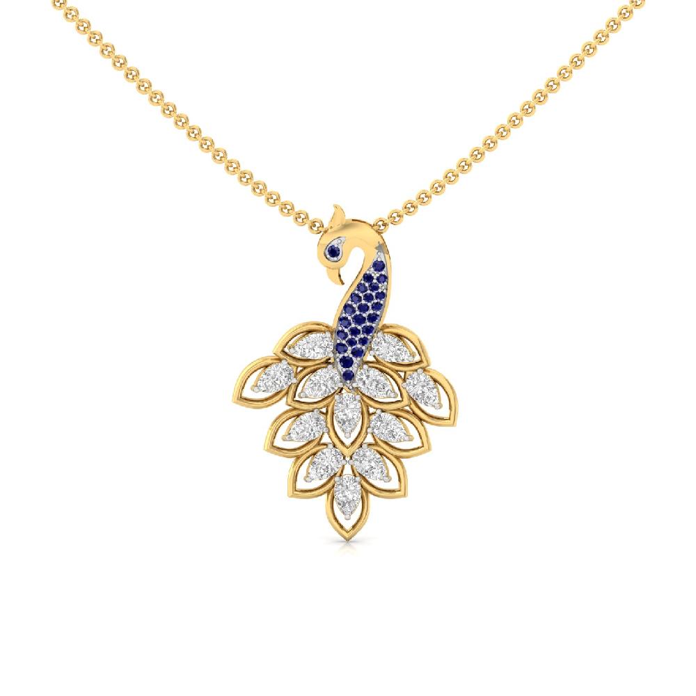 Royal Blue Peacock Pendant with CVD Lab Grown Diamond 