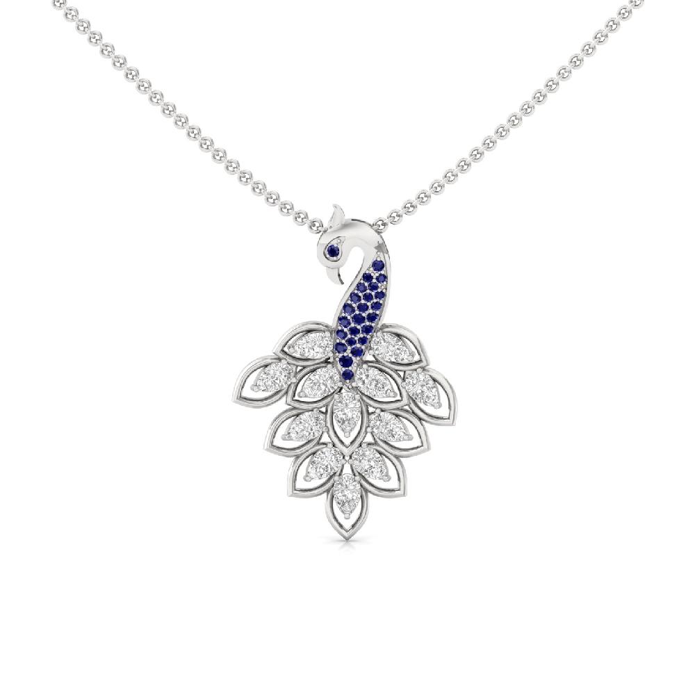 Royal Blue Peacock Pendant with CVD Lab Grown Diamond 