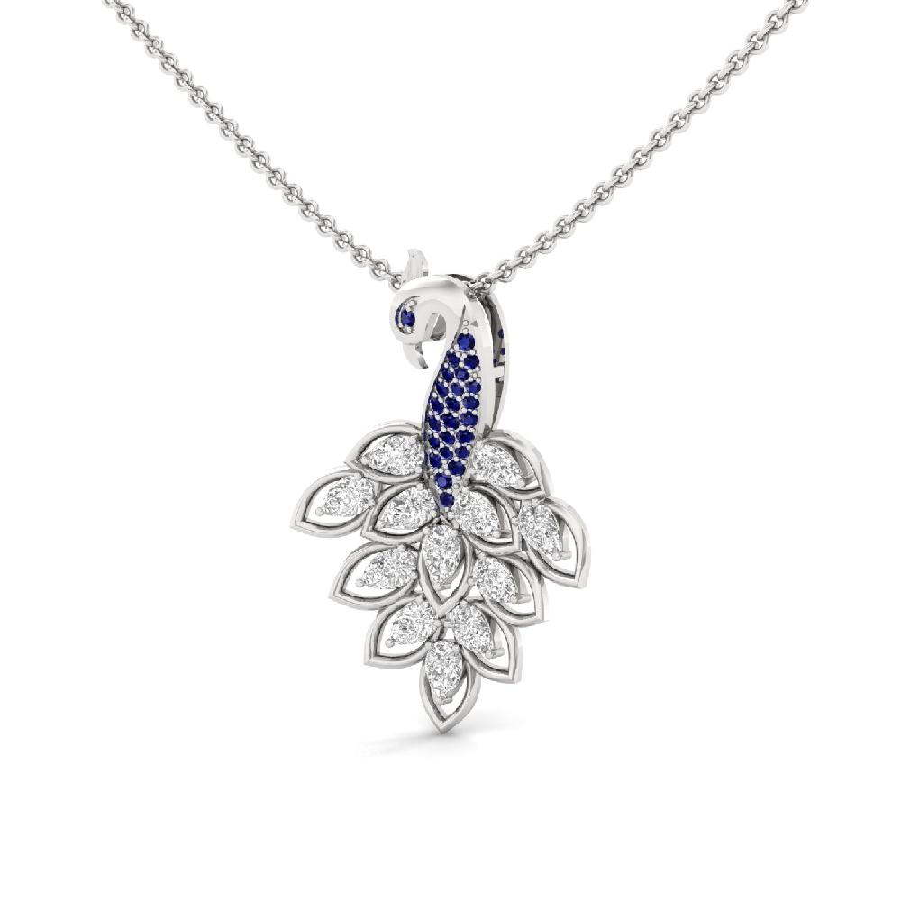 Royal Blue Peacock Pendant with CVD Lab Grown Diamond 