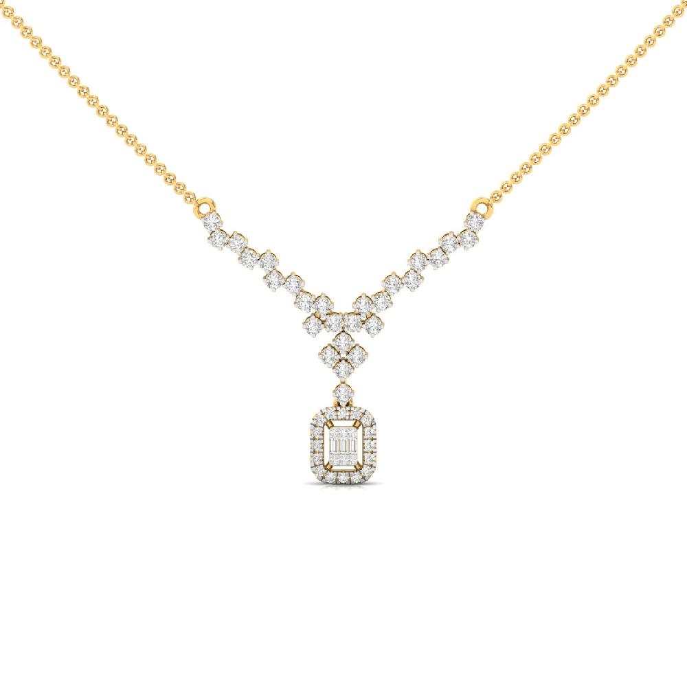 Vintage Cluster Pendant with Baguette & Round Cvd lab grown Diamonds 