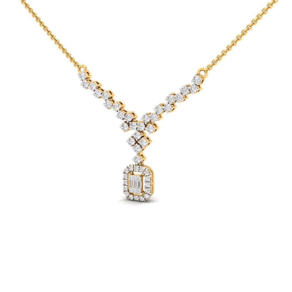 Vintage Cluster Pendant with Baguette & Round Cvd lab grown Diamonds 