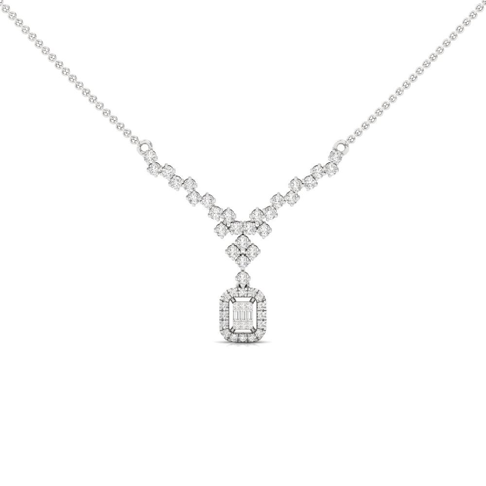 Vintage Cluster Pendant with Baguette & Round Cvd lab grown Diamonds 