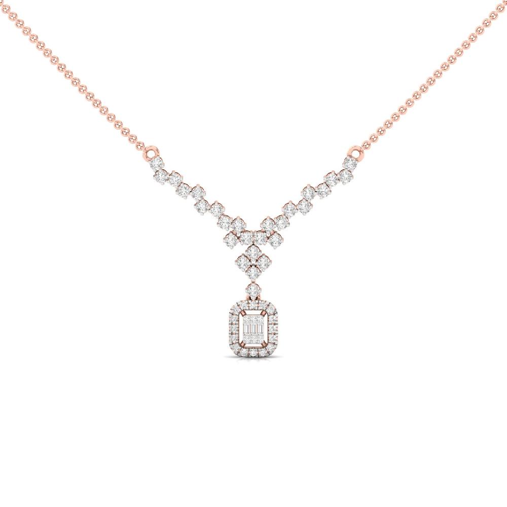 Vintage Cluster Pendant with Baguette & Round Cvd lab grown Diamonds 