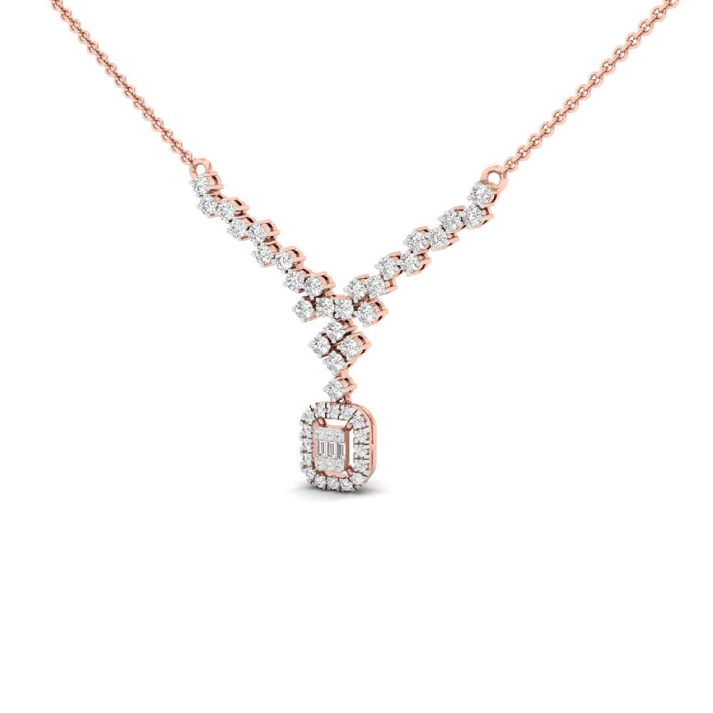 Vintage Cluster Pendant with Baguette & Round Cvd lab grown Diamonds 