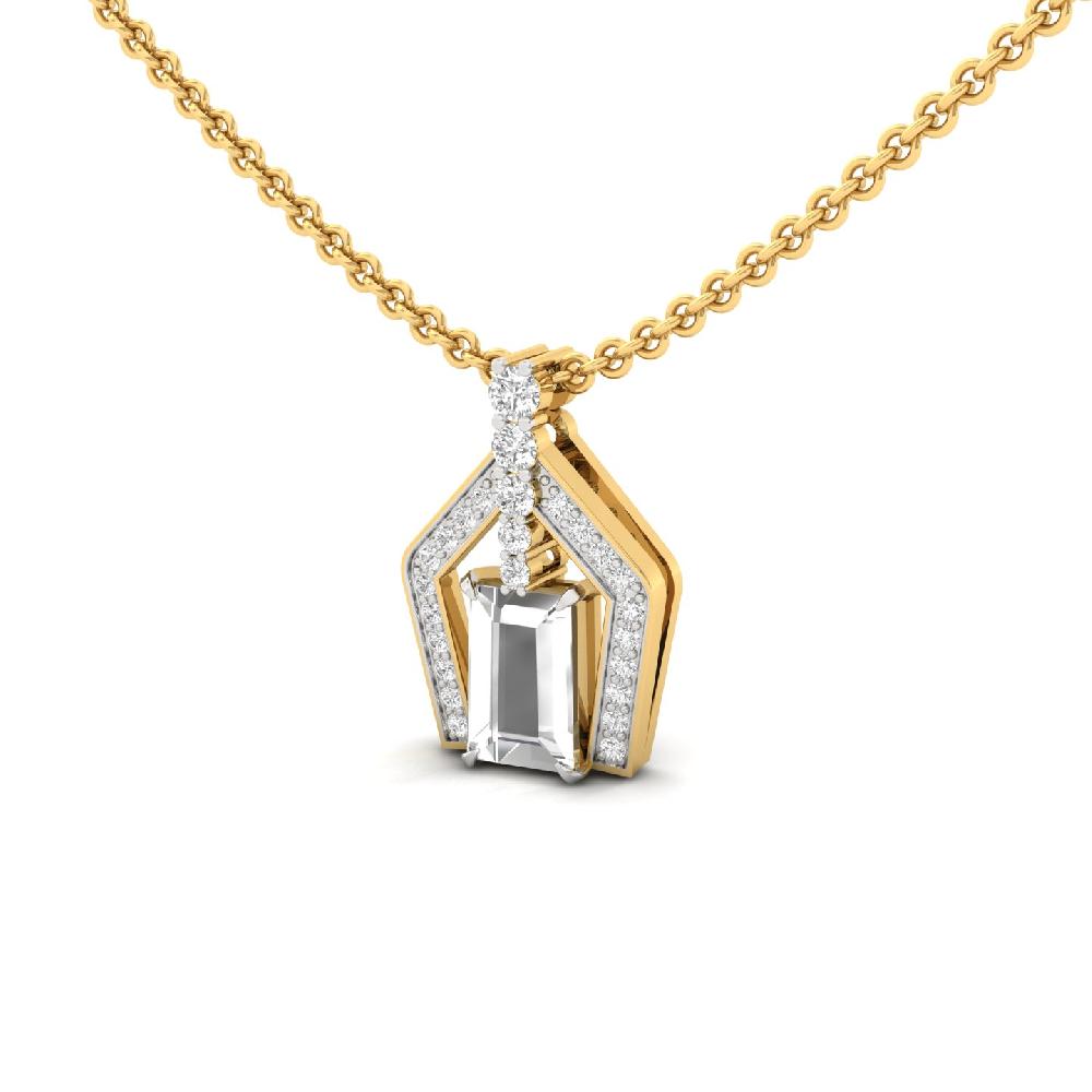 fancy Cut & Round Cut lab grown Diamond Pendant