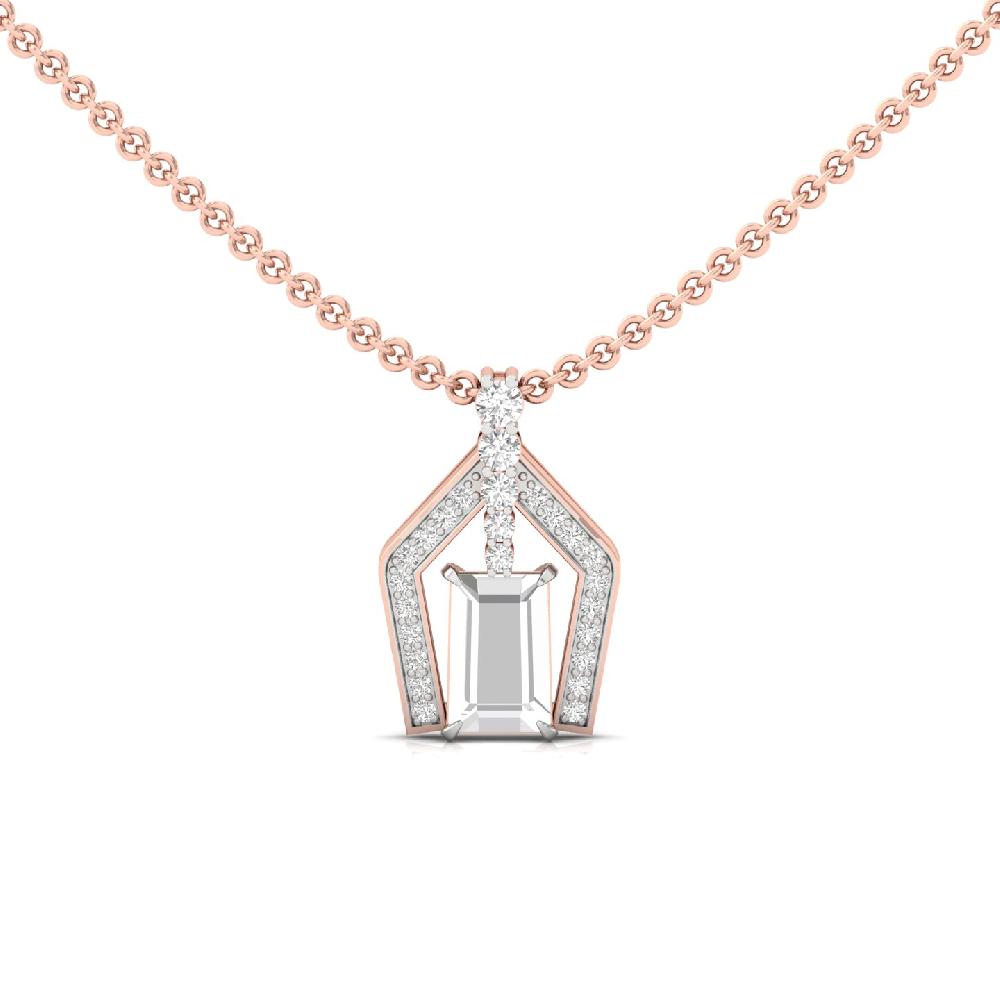 fancy Cut & Round Cut lab grown Diamond Pendant