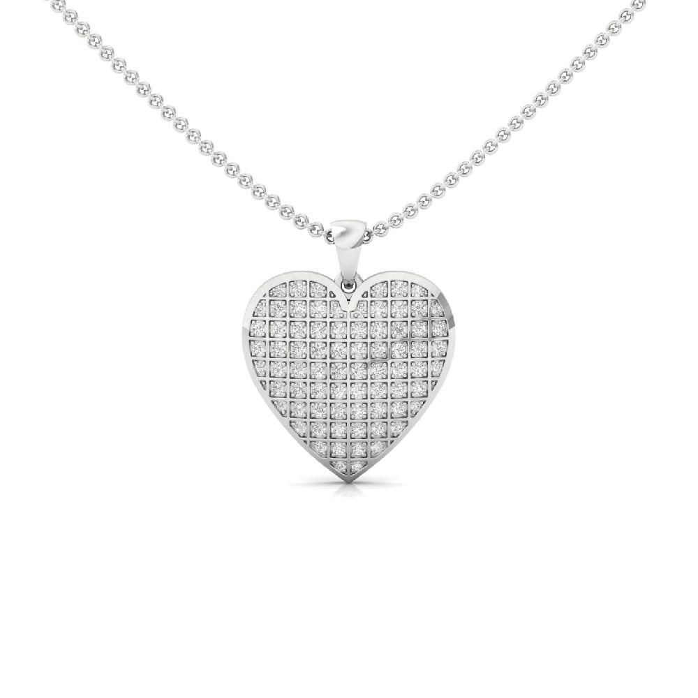 0.66ct Heart Grid Pendant with CVD Diamonds in Silver or Gold