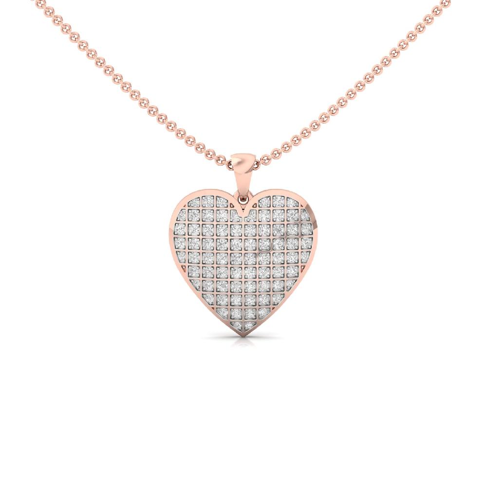 0.66ct Heart Grid Pendant with CVD Diamonds in Silver or Gold