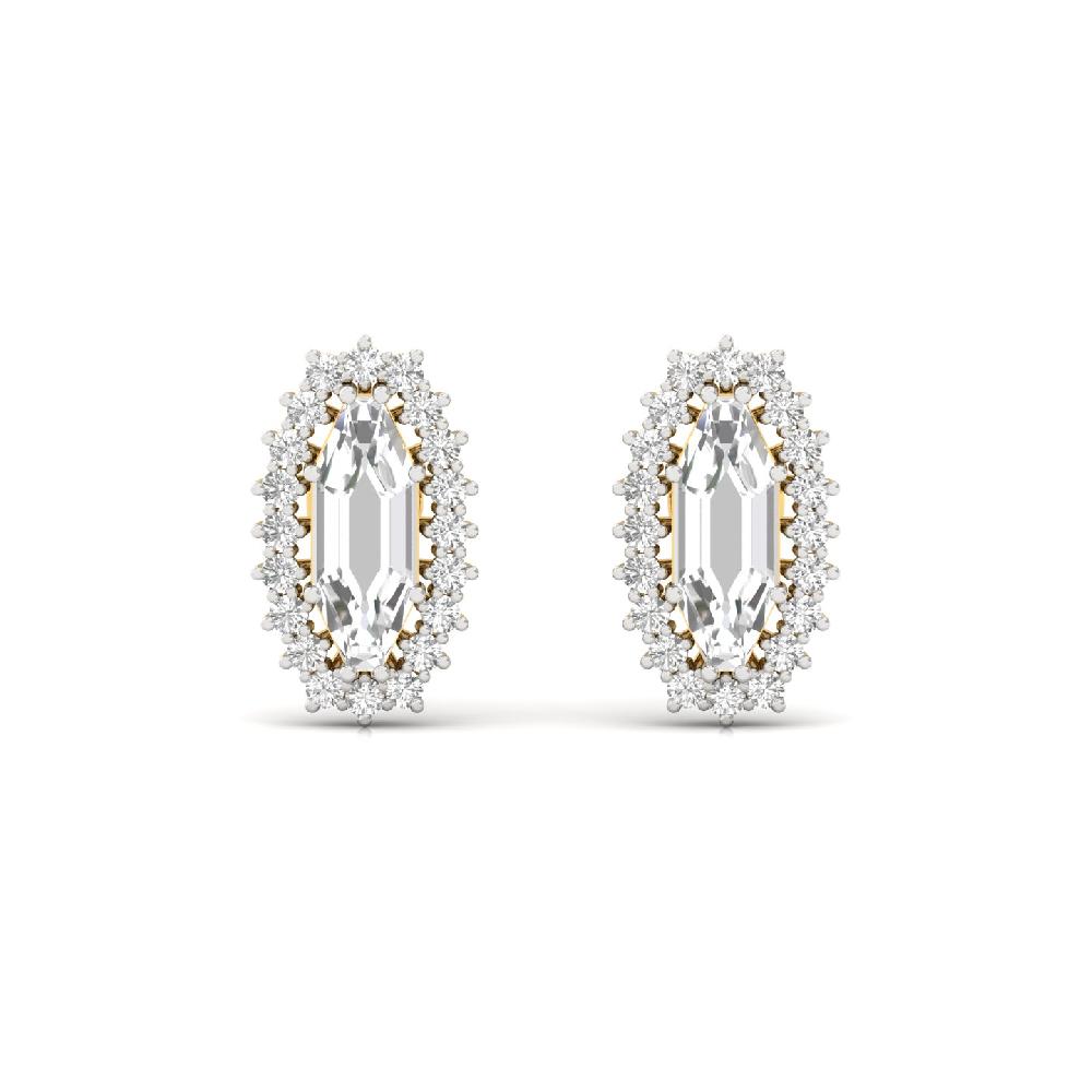 Marquise Cut Halo Stud Earrings with Round Cut CVD lab grown Diamonds 