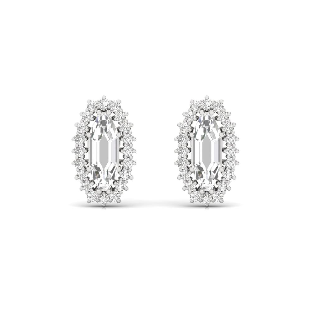 Marquise Cut Halo Stud Earrings with Round Cut CVD lab grown Diamonds 