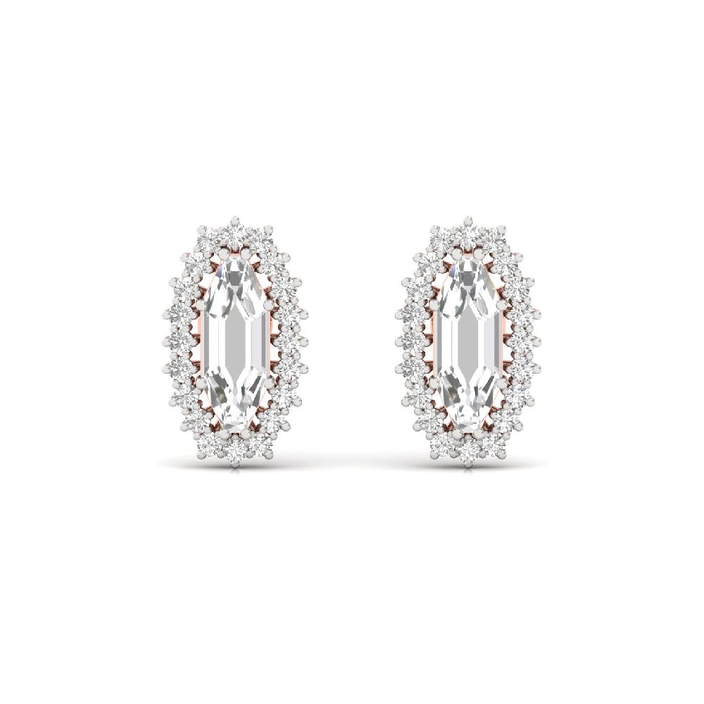 Marquise Cut Halo Stud Earrings with Round Cut CVD lab grown Diamonds 