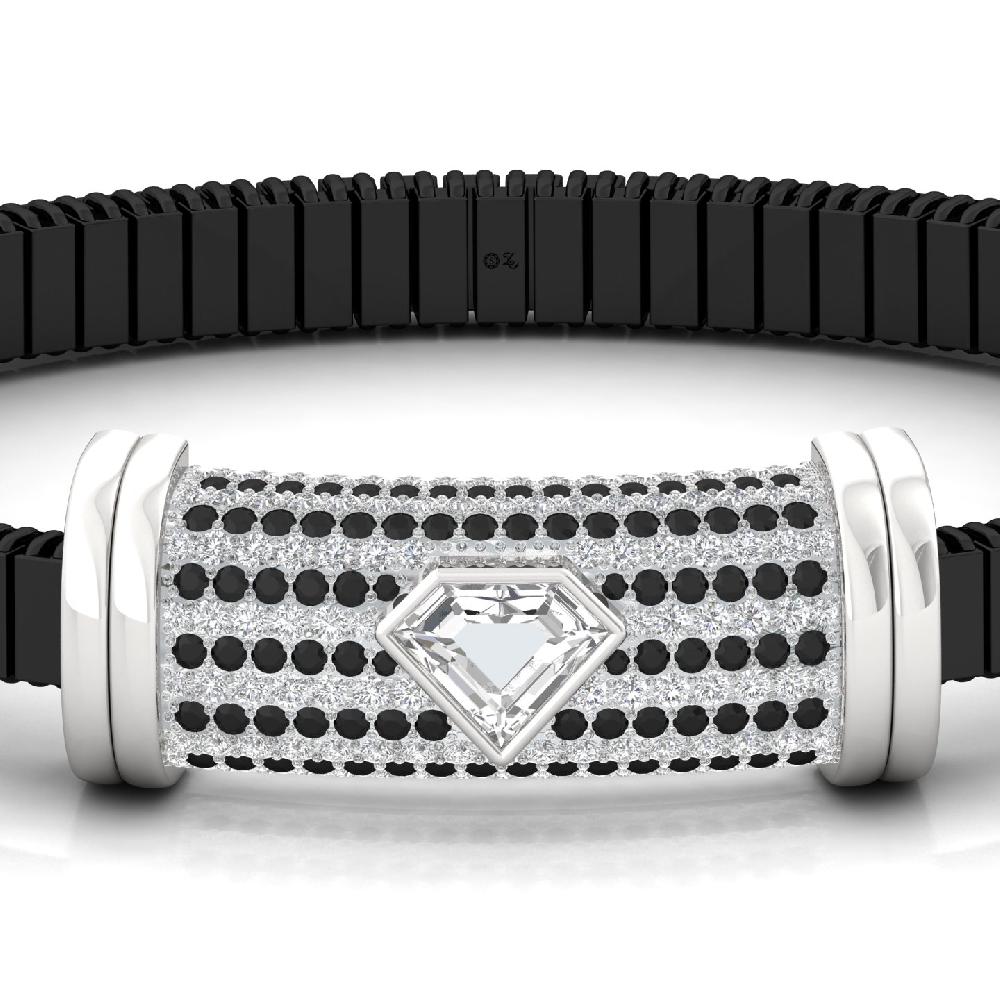 unique & Round Cut Cvd Lab Grown white & black Diamond Bracelet