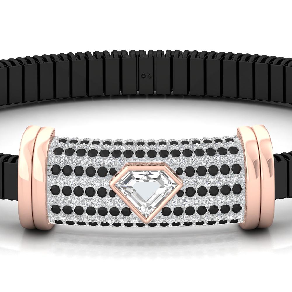 unique & Round Cut Cvd Lab Grown white & black Diamond Bracelet