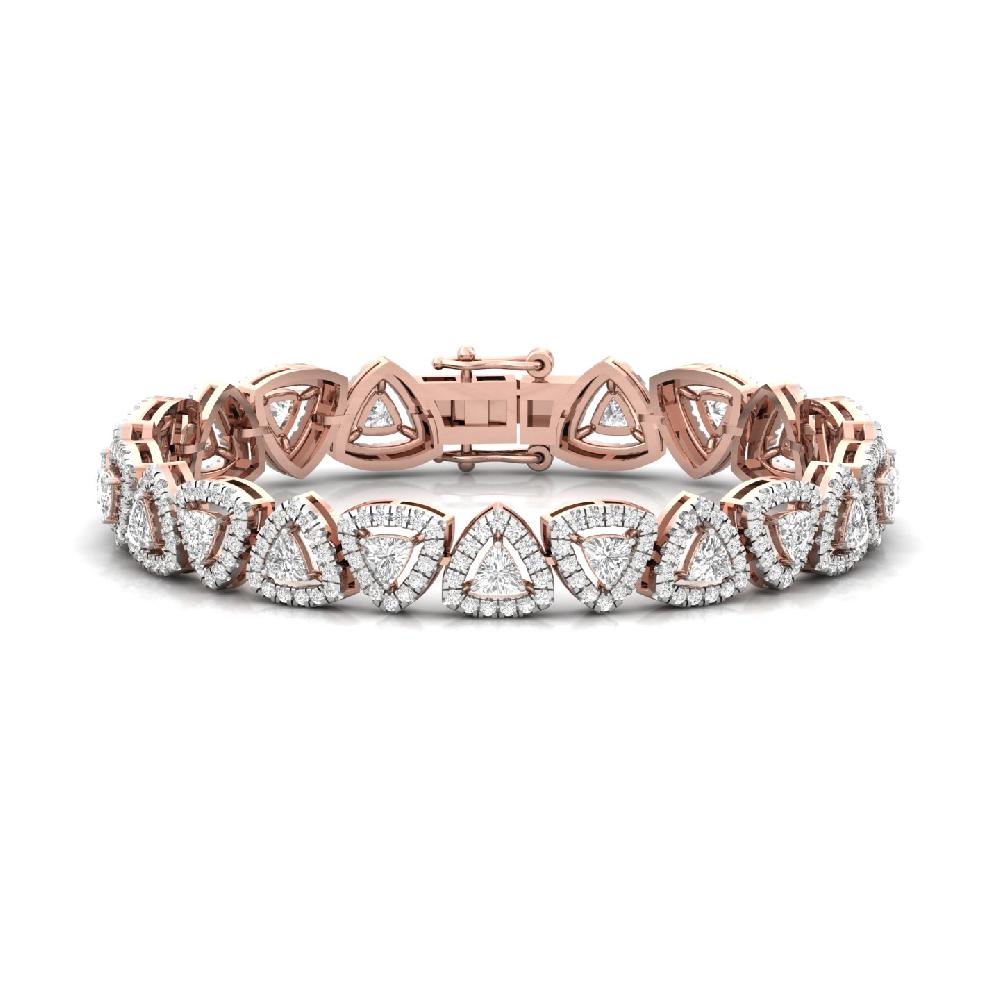Trillion & Round Cut halo Solitaire Lab Grown Diamond Bracelet