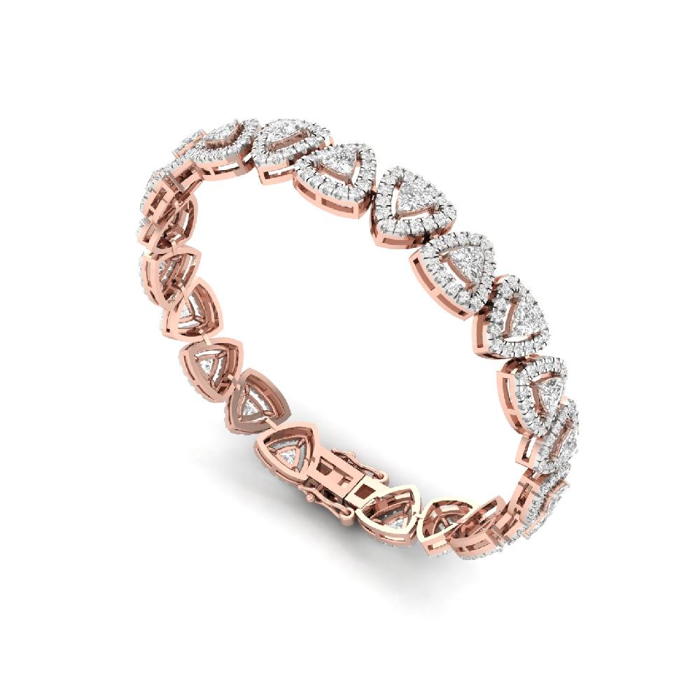 Trillion & Round Cut halo Solitaire Lab Grown Diamond Bracelet