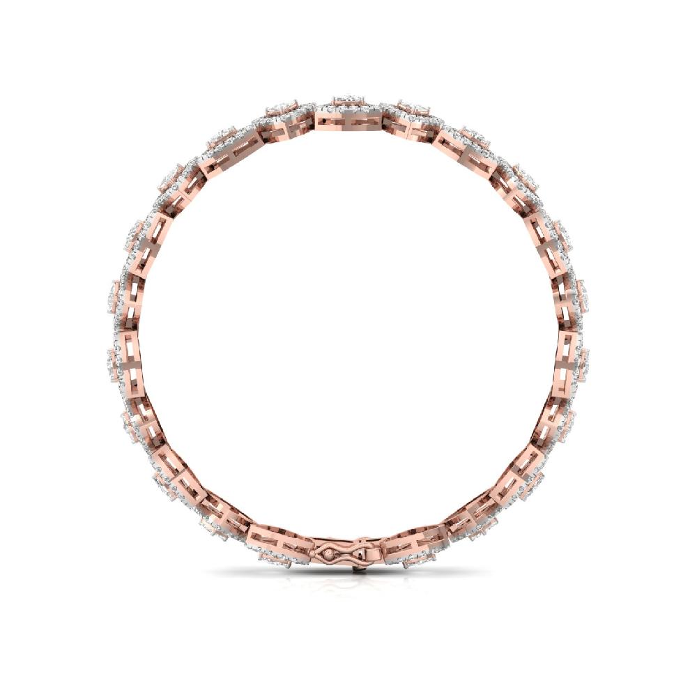 Trillion & Round Cut halo Solitaire Lab Grown Diamond Bracelet