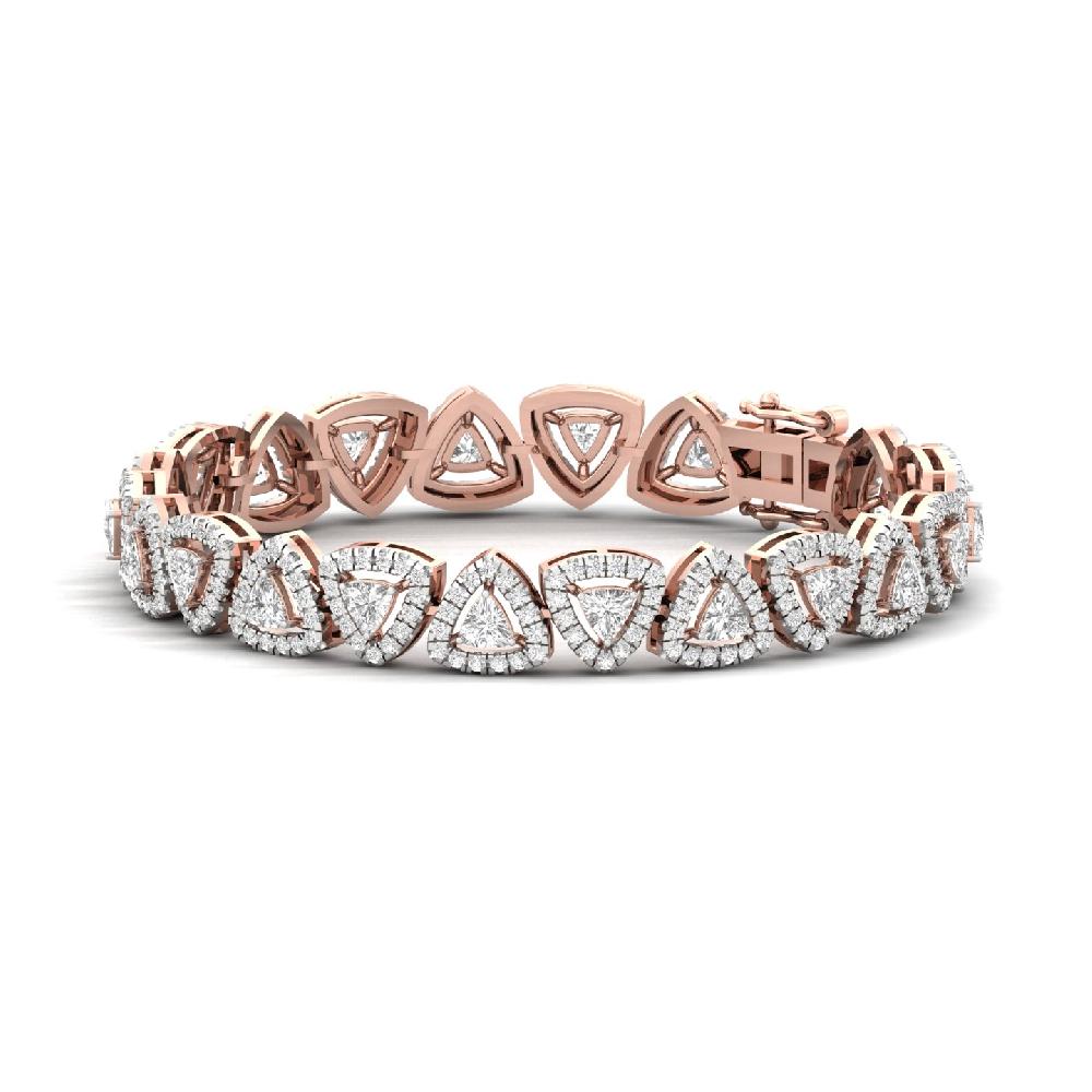 Trillion & Round Cut halo Solitaire Lab Grown Diamond Bracelet