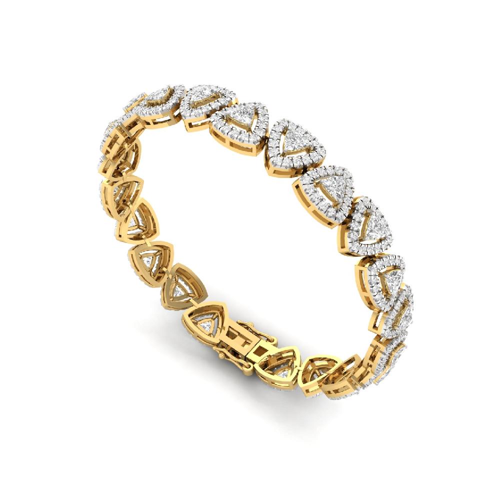 Trillion & Round Cut halo Solitaire Lab Grown Diamond Bracelet