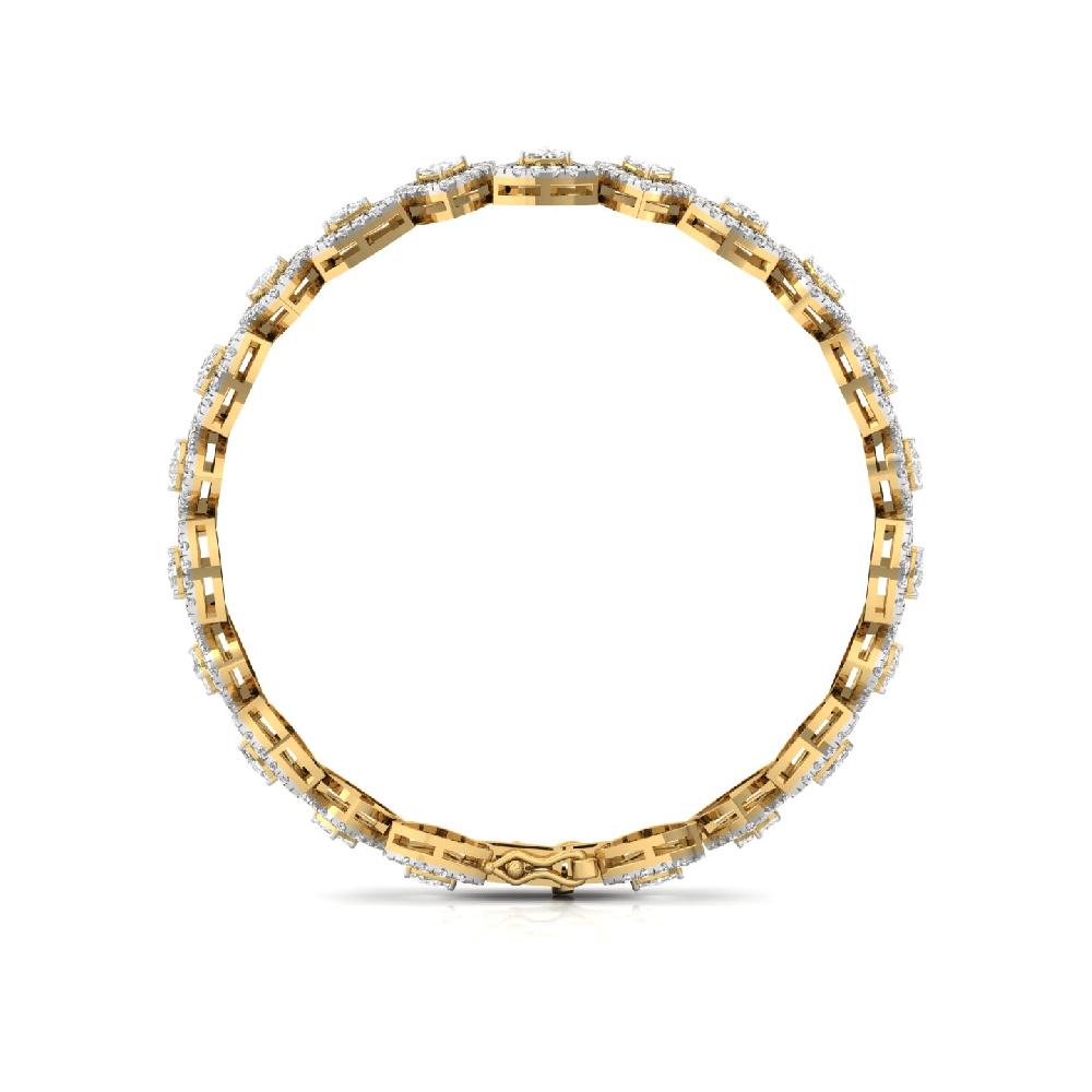 Trillion & Round Cut halo Solitaire Lab Grown Diamond Bracelet