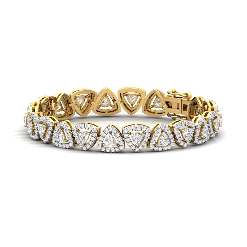 Trillion & Round Cut halo Solitaire Lab Grown Diamond Bracelet