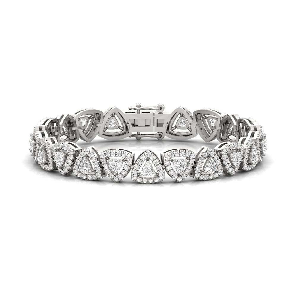 Trillion & Round Cut halo Solitaire Lab Grown Diamond Bracelet