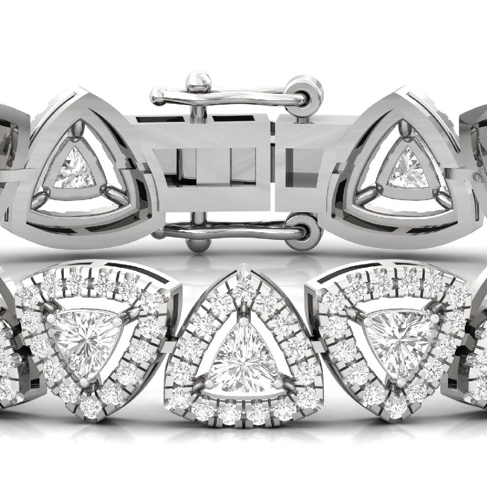Trillion & Round Cut halo Solitaire Lab Grown Diamond Bracelet