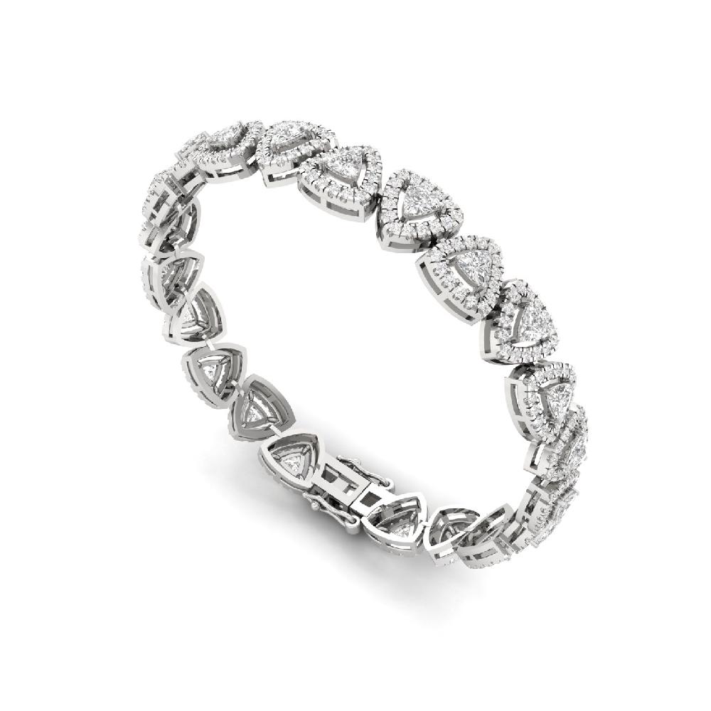 Trillion & Round Cut halo Solitaire Lab Grown Diamond Bracelet
