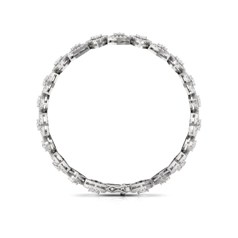 Trillion & Round Cut halo Solitaire Lab Grown Diamond Bracelet