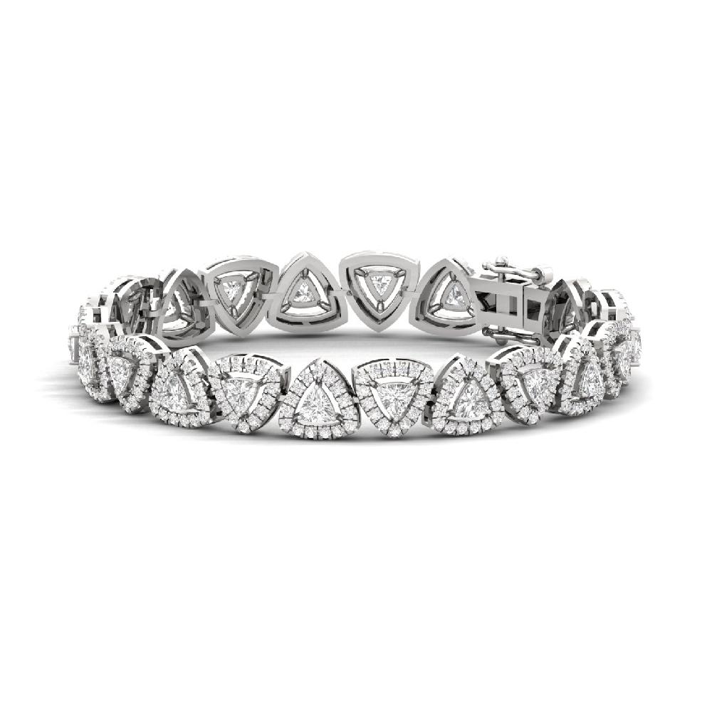 Trillion & Round Cut halo Solitaire Lab Grown Diamond Bracelet