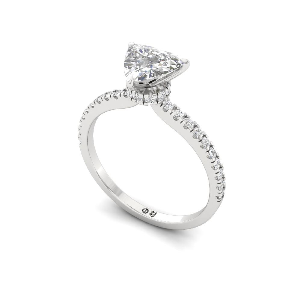 Trillion Cut 0.91ct CVD lab grown Diamond prong Engagement Ring
