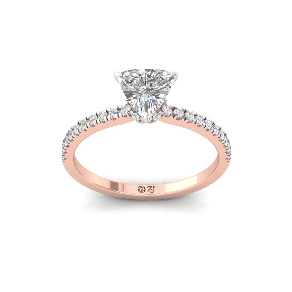 Trillion Cut 0.91ct CVD lab grown Diamond prong Engagement Ring