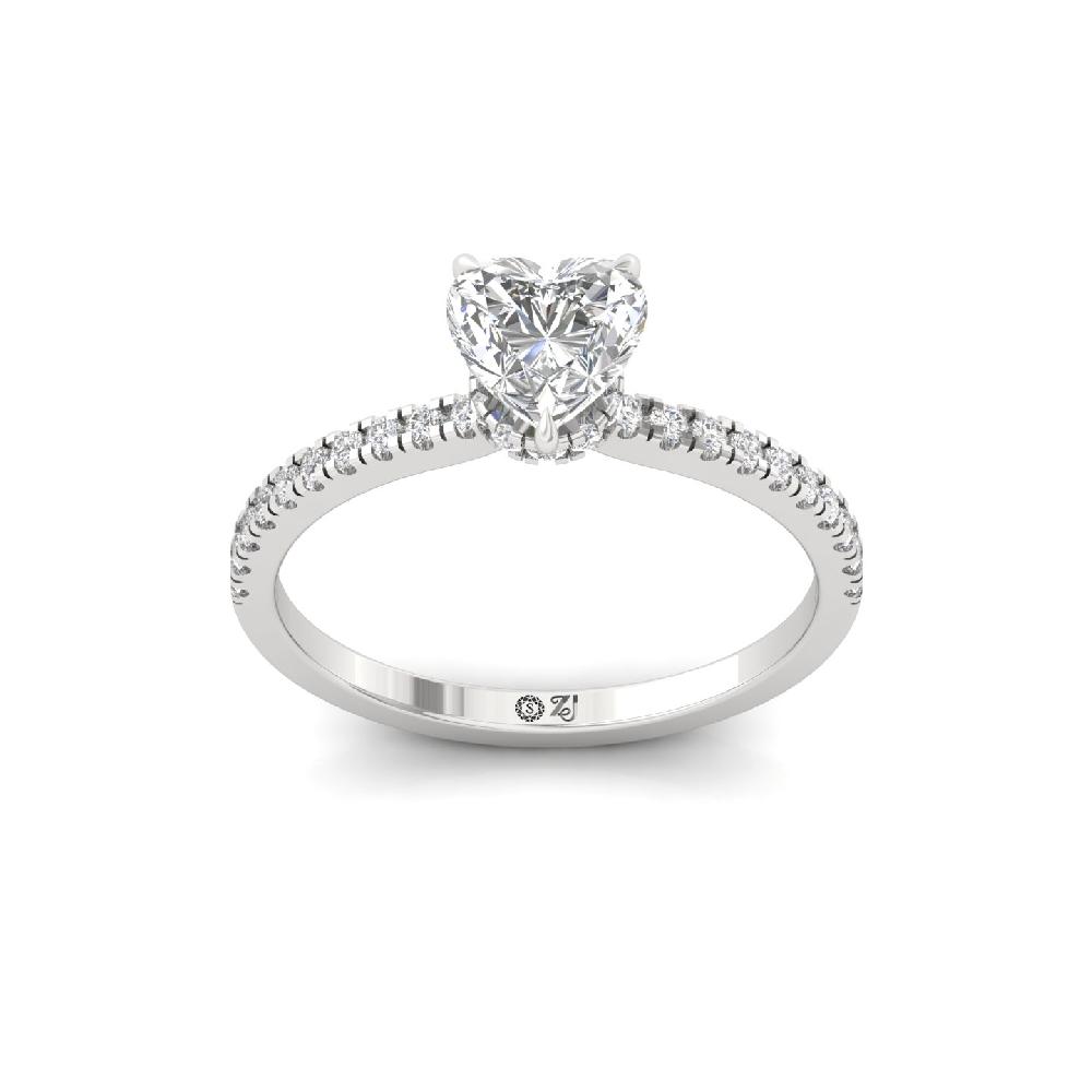 Romantic Heart Cut 1.00ct CVD lab grown Diamond prong Engagement Ring