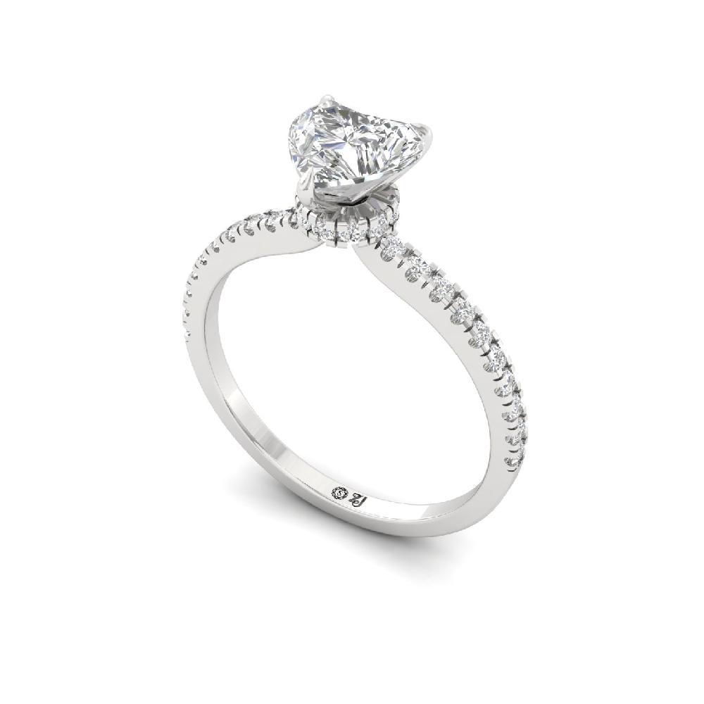 Romantic Heart Cut 1.00ct CVD lab grown Diamond prong Engagement Ring