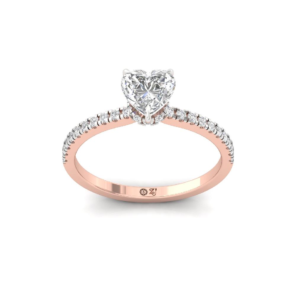 Romantic Heart Cut 1.00ct CVD lab grown Diamond prong Engagement Ring