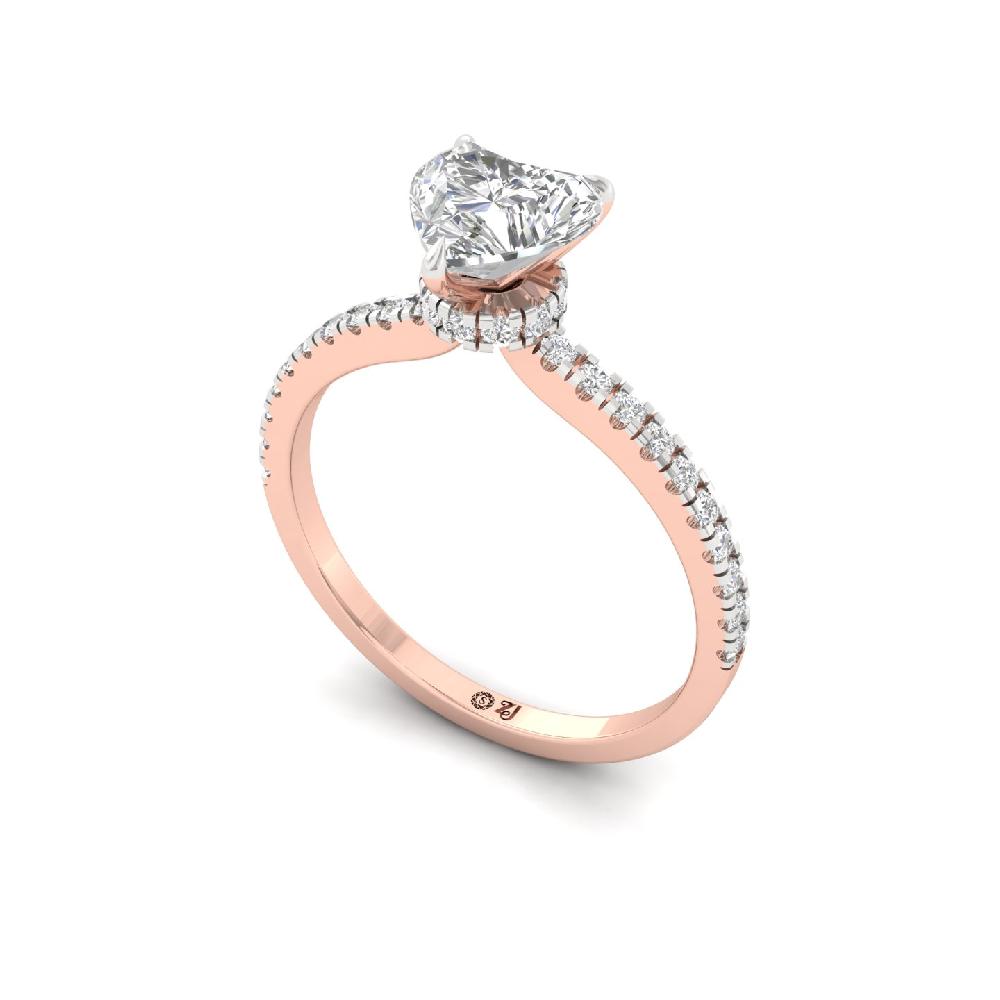 Romantic Heart Cut 1.00ct CVD lab grown Diamond prong Engagement Ring