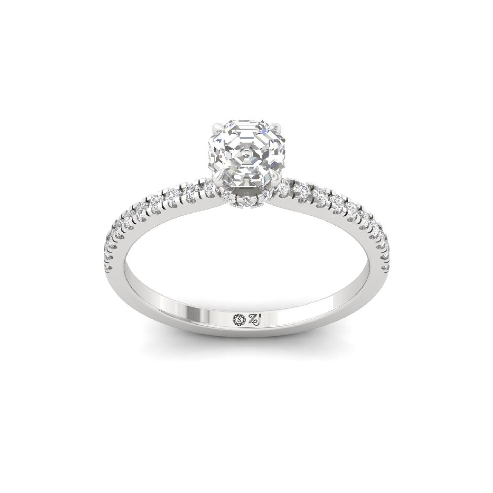 Timeless Octagon Cut 0.80ct CVD lab grown Diamond prong Engagement Ring 