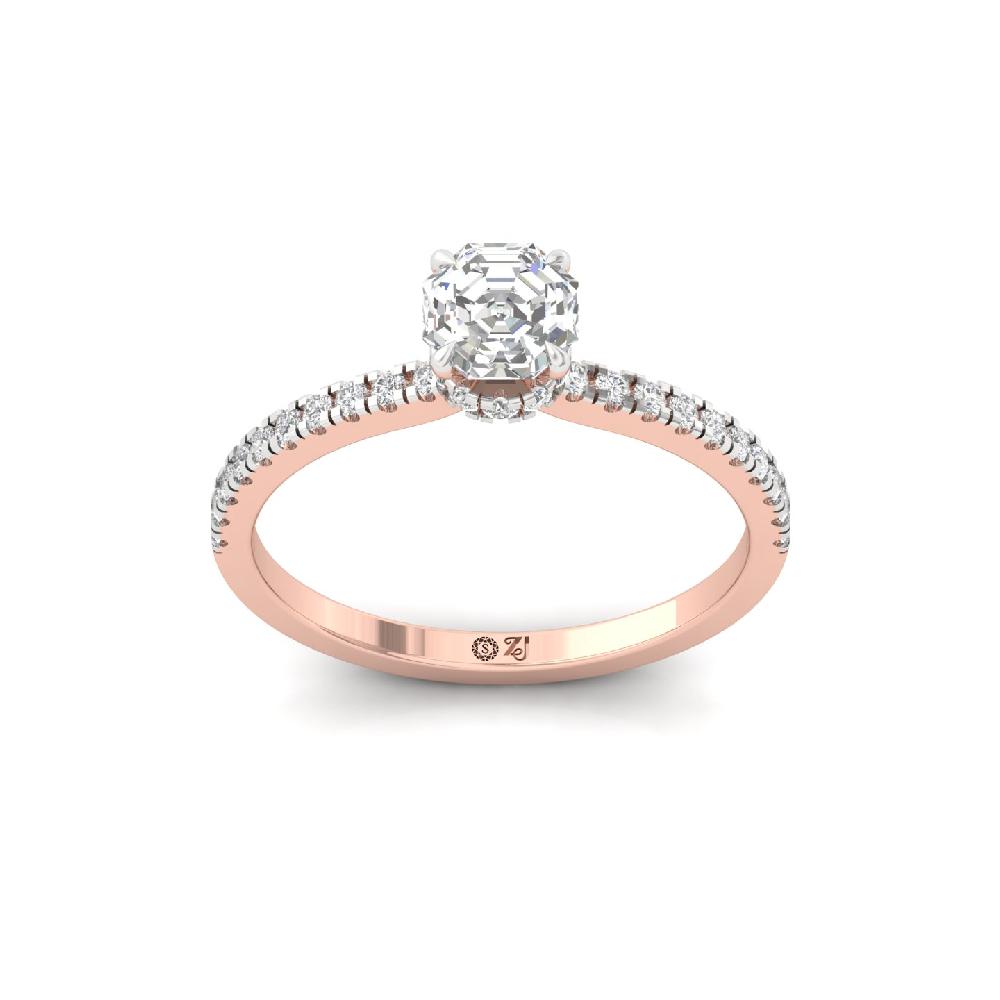 Timeless Octagon Cut 0.80ct CVD lab grown Diamond prong Engagement Ring 
