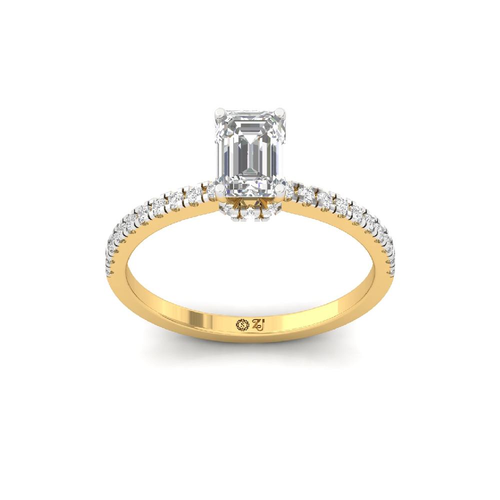Royal Emerald Cut 1.05Ct CVD lab grown Diamond Engagement Ring