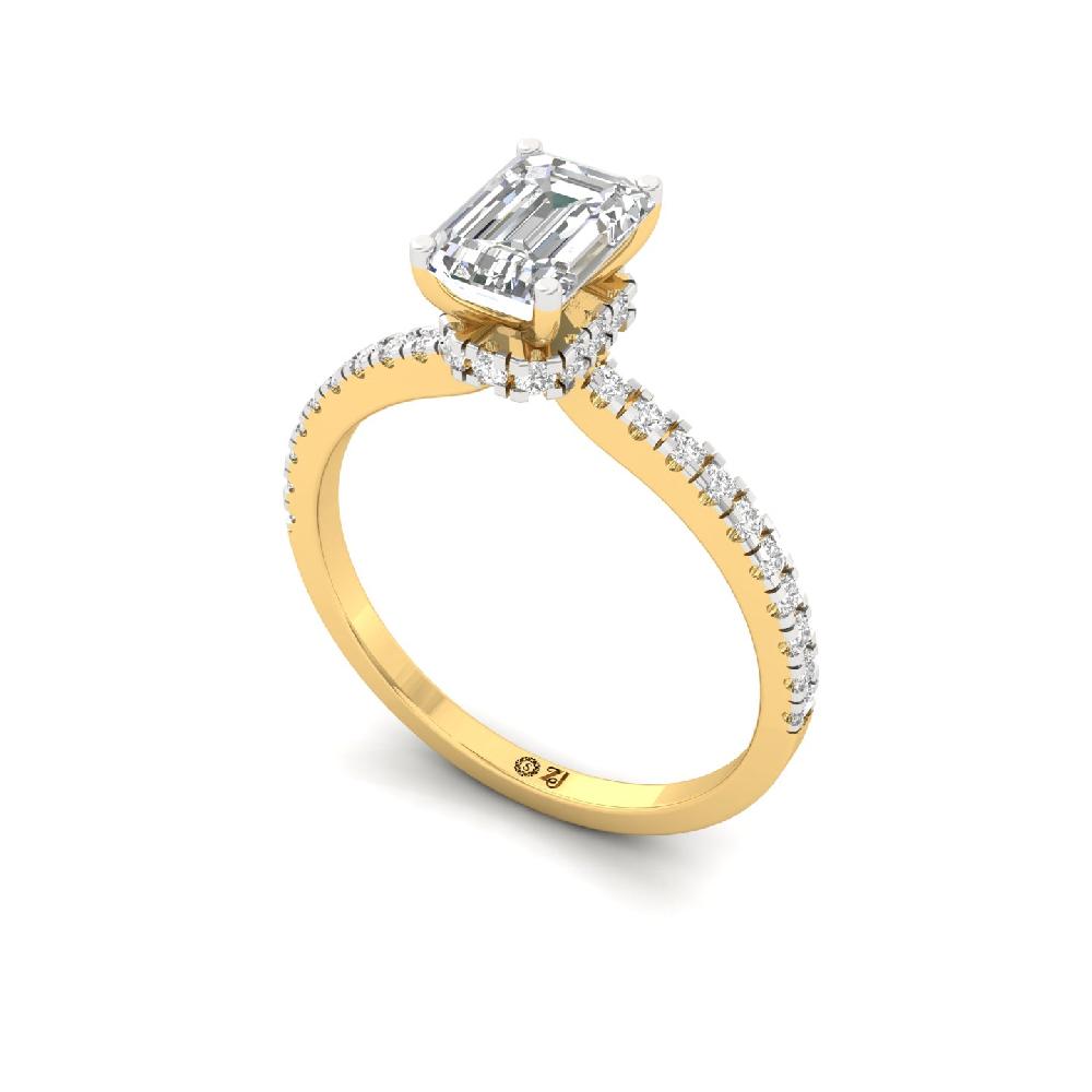 Royal Emerald Cut 1.05Ct CVD lab grown Diamond Engagement Ring
