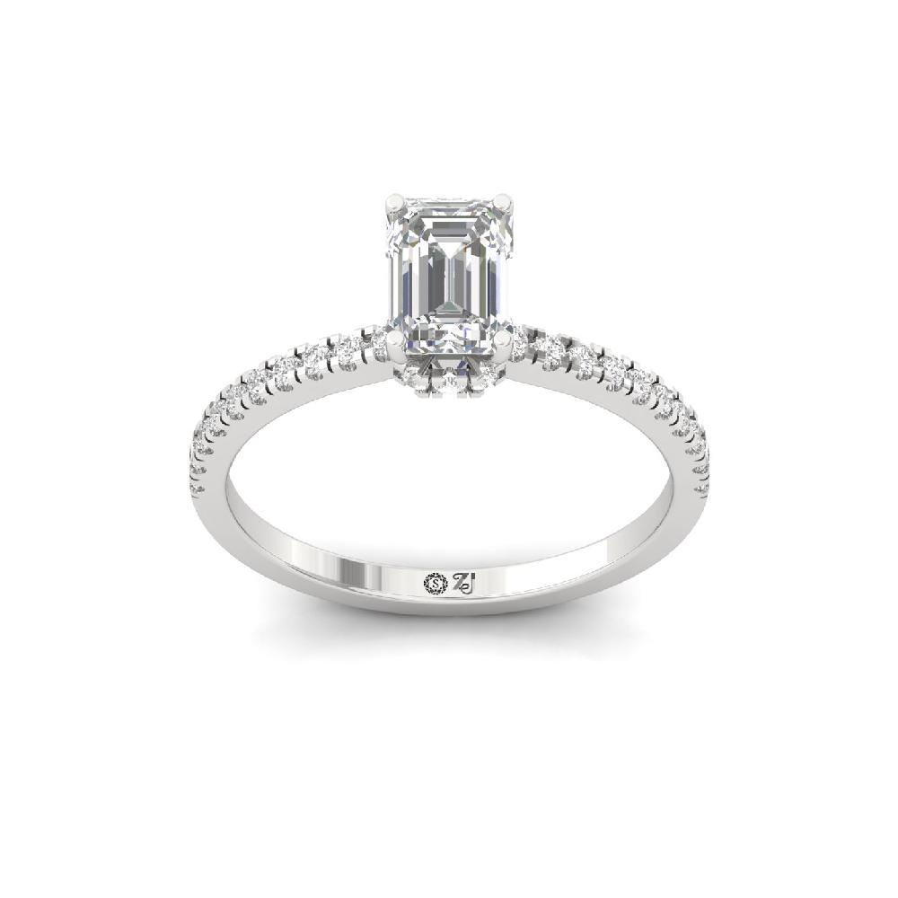 Royal Emerald Cut 1.05Ct CVD lab grown Diamond Engagement Ring