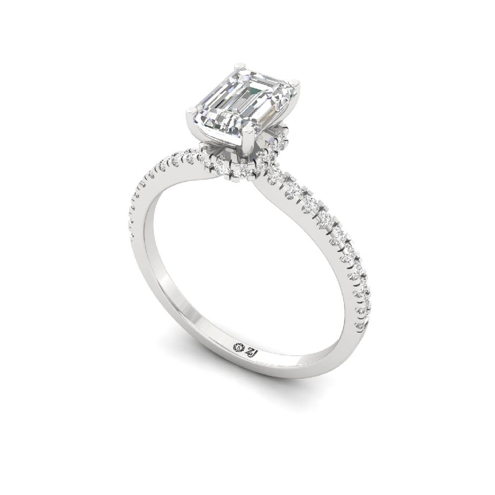 Royal Emerald Cut 1.05Ct CVD lab grown Diamond Engagement Ring