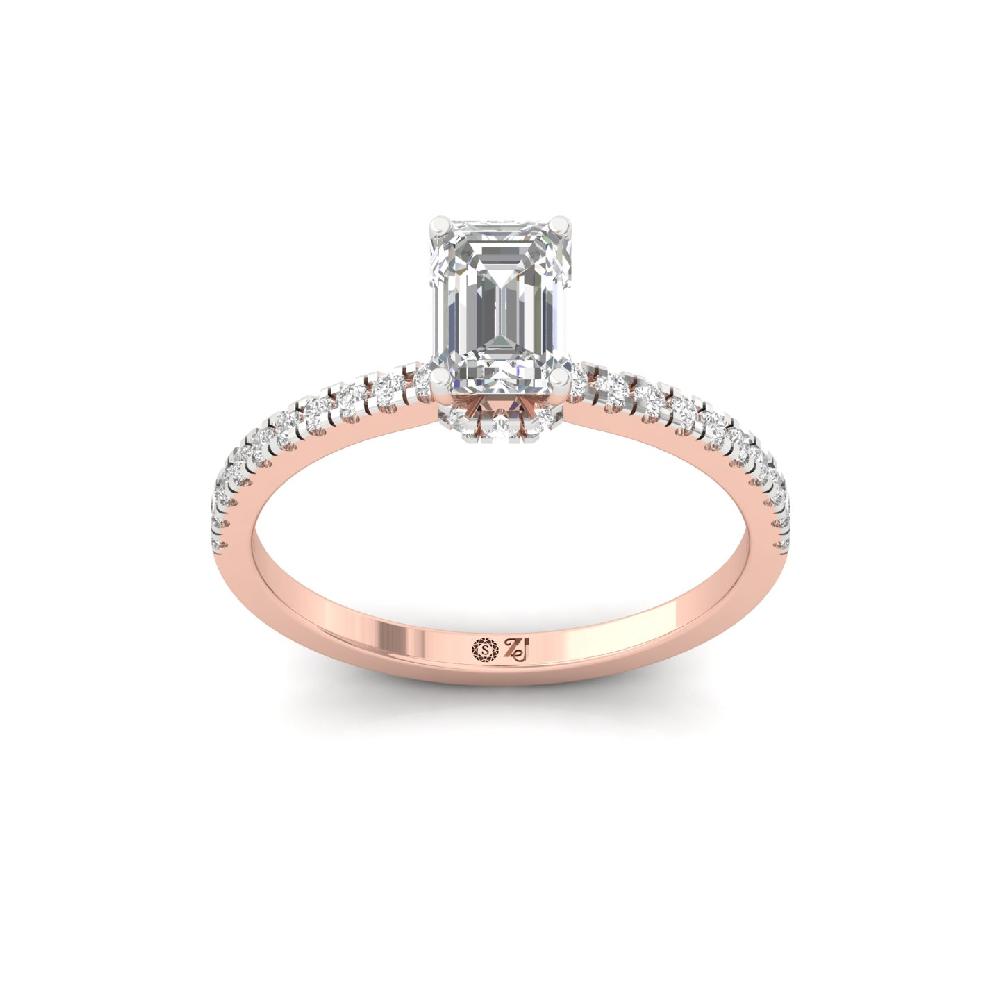 Royal Emerald Cut 1.05Ct CVD lab grown Diamond Engagement Ring