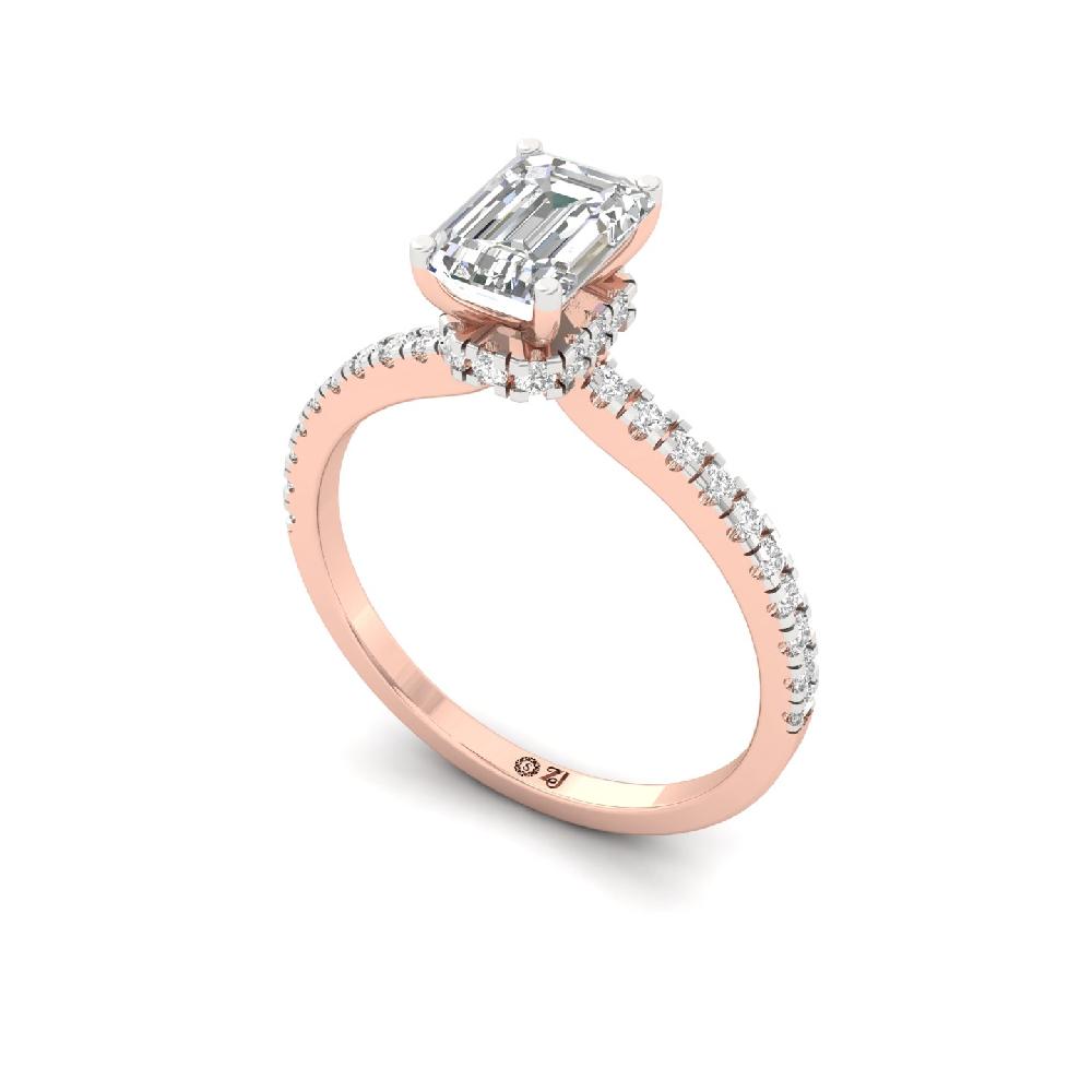 Royal Emerald Cut 1.05Ct CVD lab grown Diamond Engagement Ring