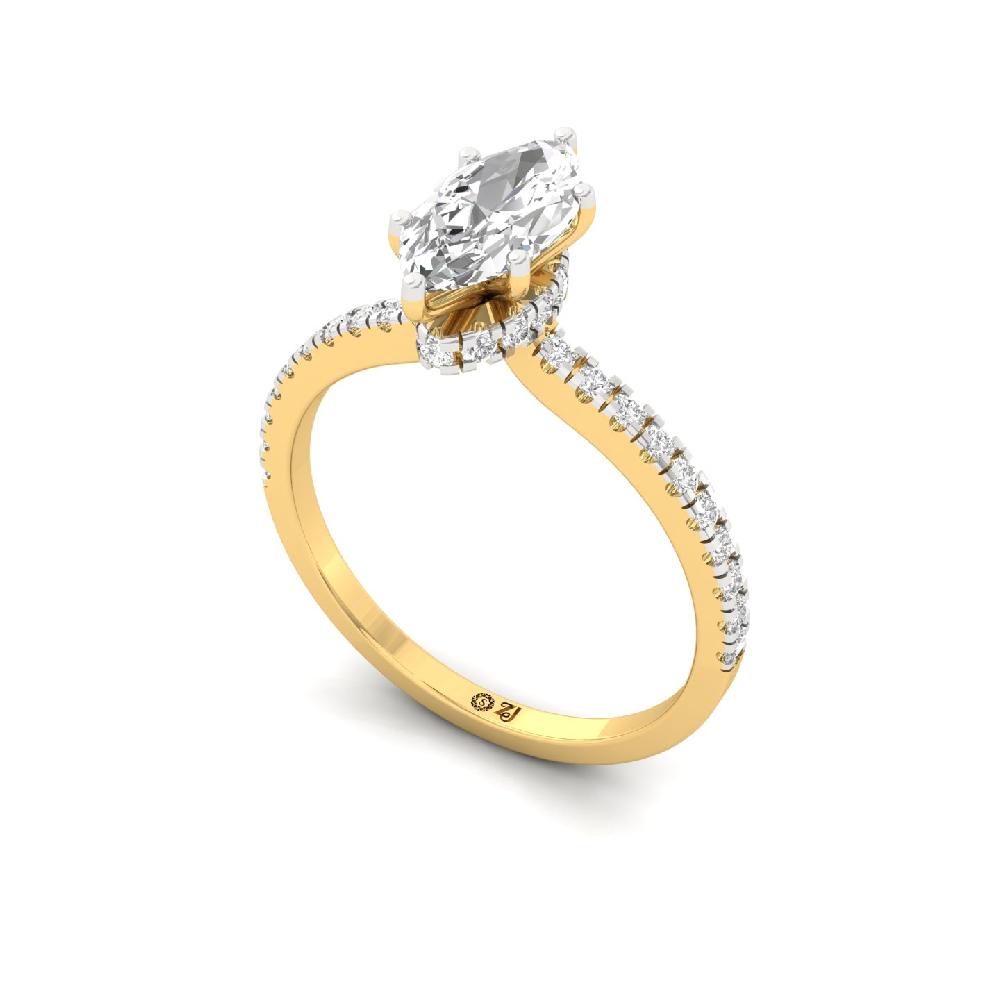 Marquise Cut 0.90ct CVD Diamond prong Engagement Ring